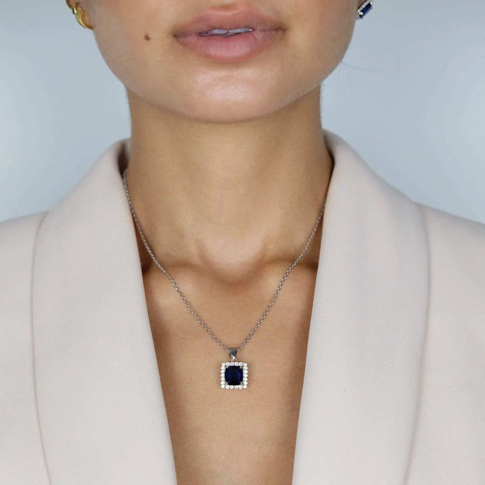 Sapphire Pendant, Ring, Earring Set