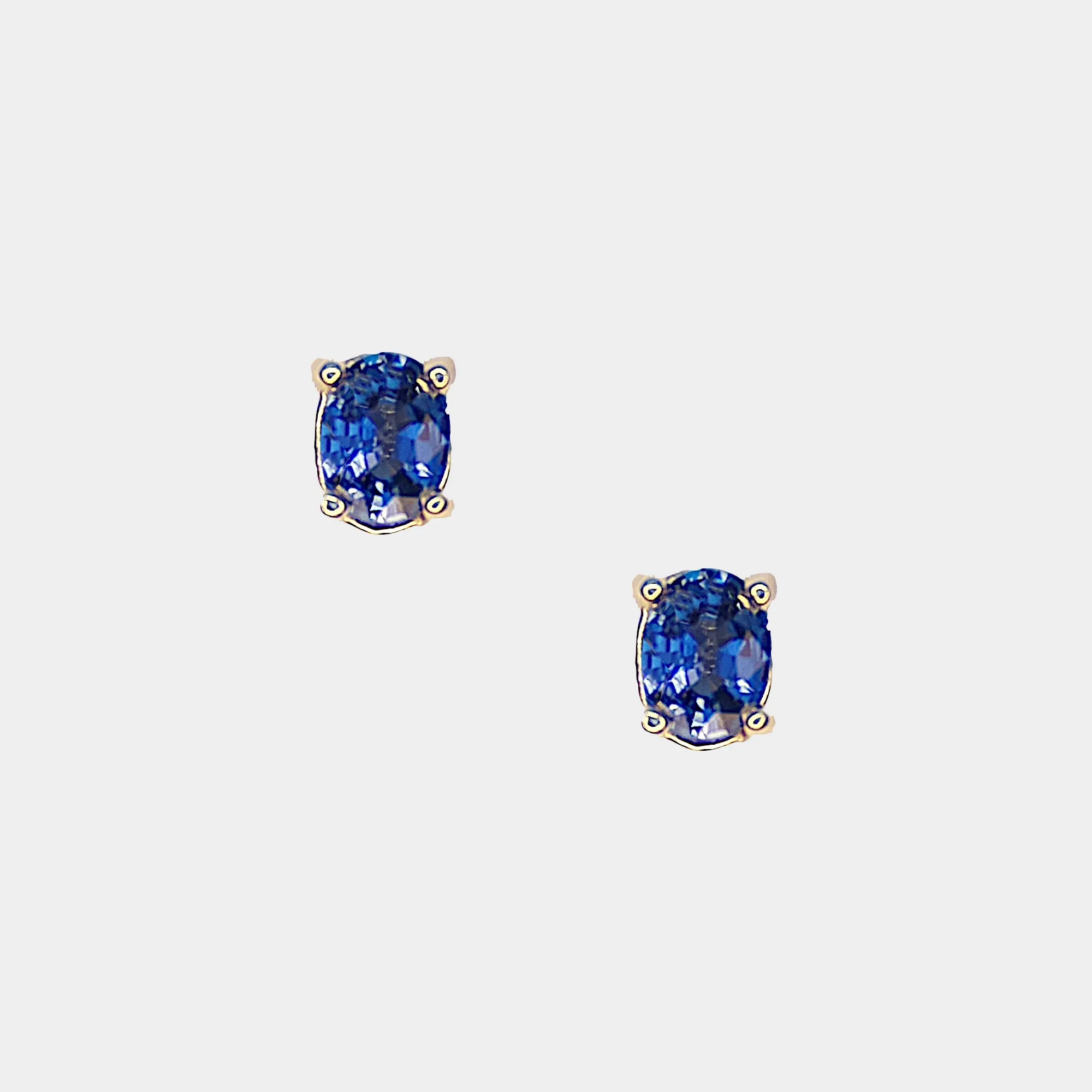 Sapphire Stud Earrings, 14k Yellow Gold, Oval Cut,  Sapphire is September's Birthstone