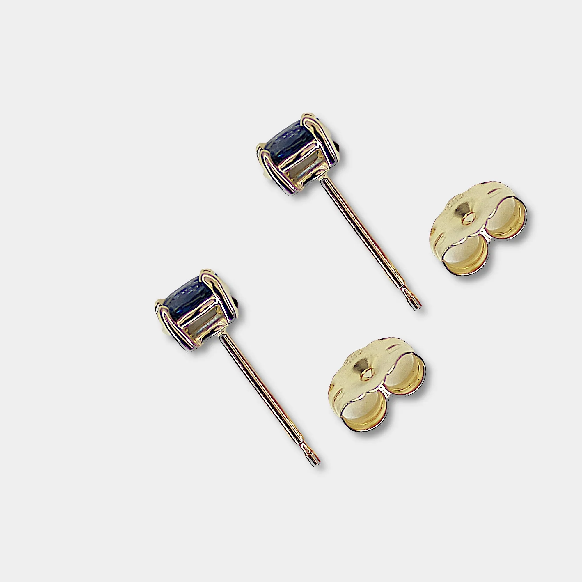 Sapphire Stud Earrings, 14k Yellow Gold, Oval Cut,  Sapphire is September's Birthstone