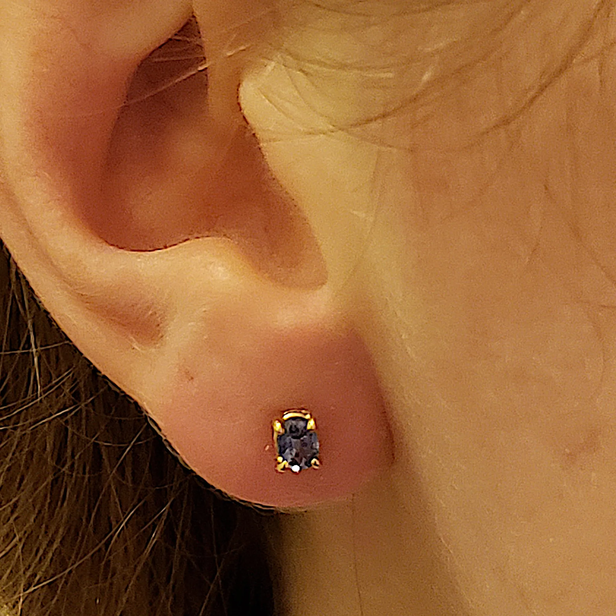 Sapphire Stud Earrings, 14k Yellow Gold, Oval Cut,  Sapphire is September's Birthstone