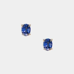 Sapphire Stud Earrings, 14k Yellow Gold, Oval Cut,  Sapphire is September's Birthstone
