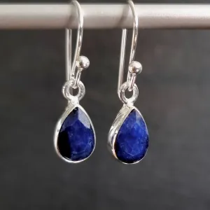 Sapphire Teardrop 9mm x 6mm 925 Silver Earrings, E5S