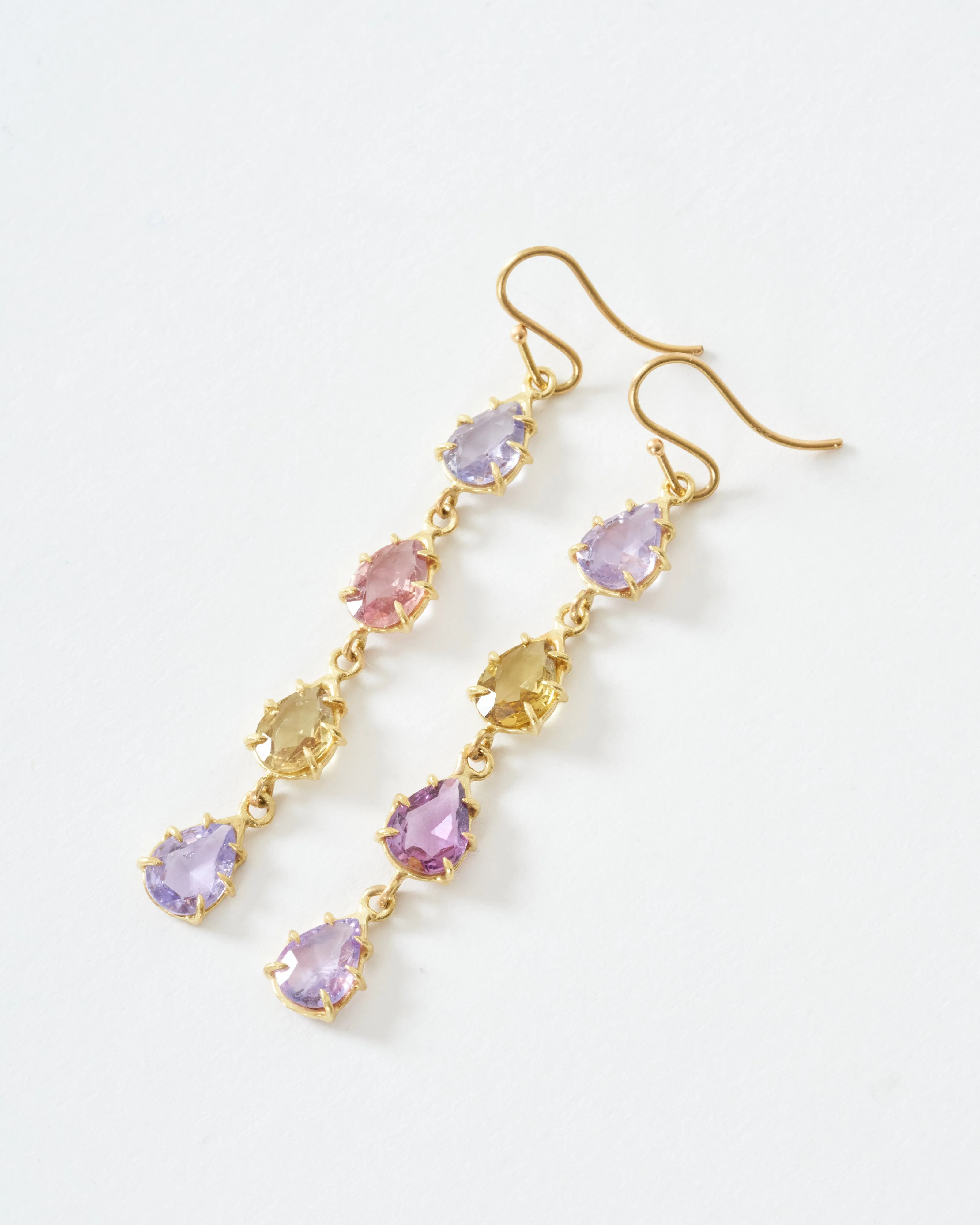 sapphire teardrop long earrings