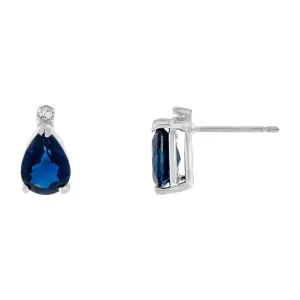 Sapphire Teardrop Stud Earring 14K