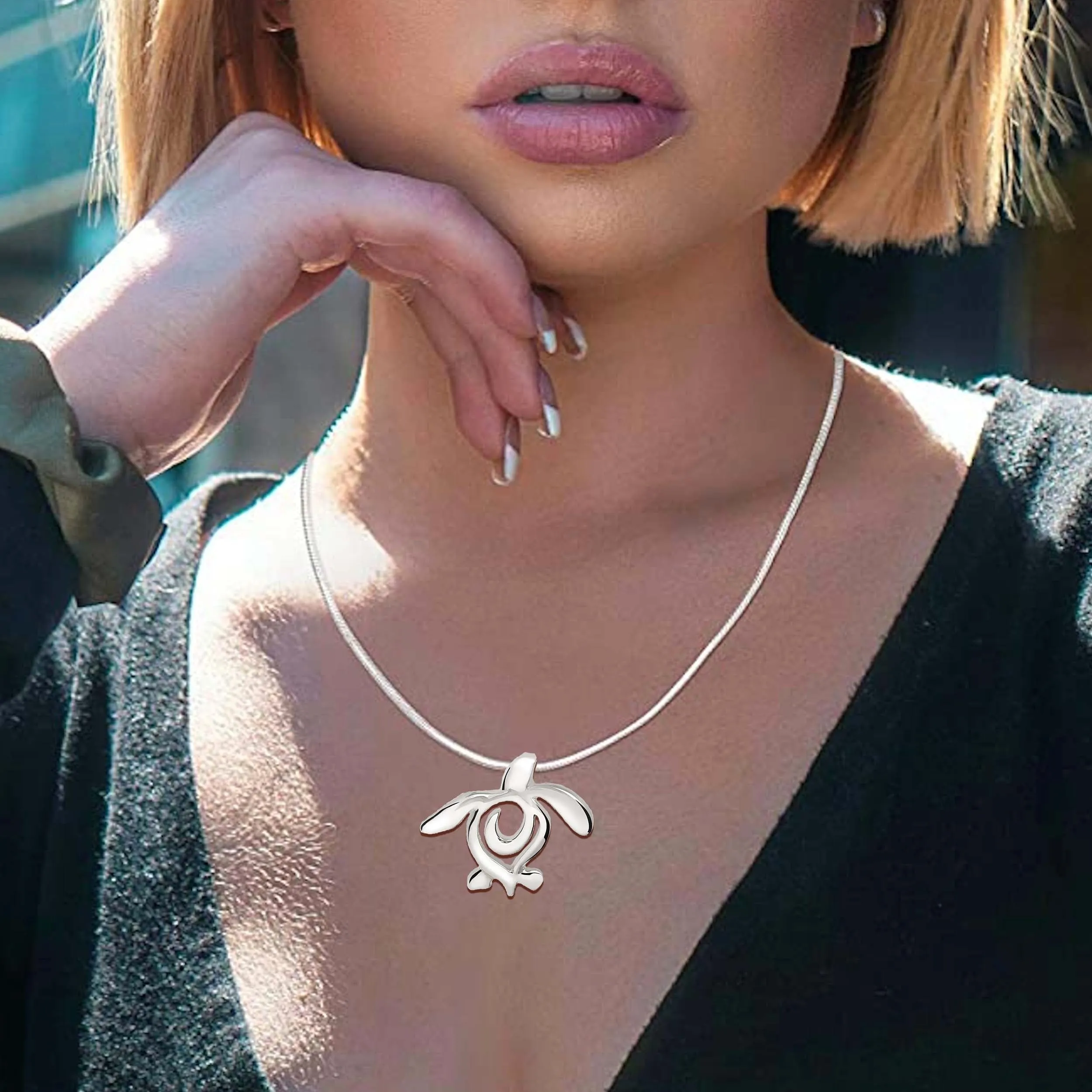 Sea Turtle Necklaces Sterling Silver- Turtle Gifts for Women, Honu Turtle Necklaces, Gifts for Turtle Lovers, Turtle Charms, Sea Life Jewelry