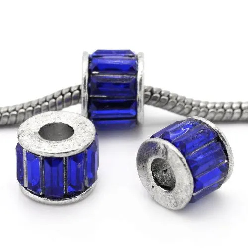 September birthstone round Spacer Bead Charm for european snake chain charm Bracelet