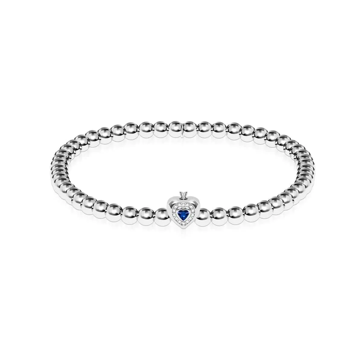September | Sapphire Crystal Birthstone | Silver | Crystal Heart Bracelet