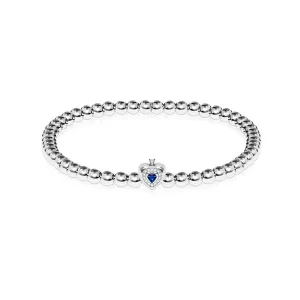 September | Sapphire Crystal Birthstone | Silver | Crystal Heart Bracelet