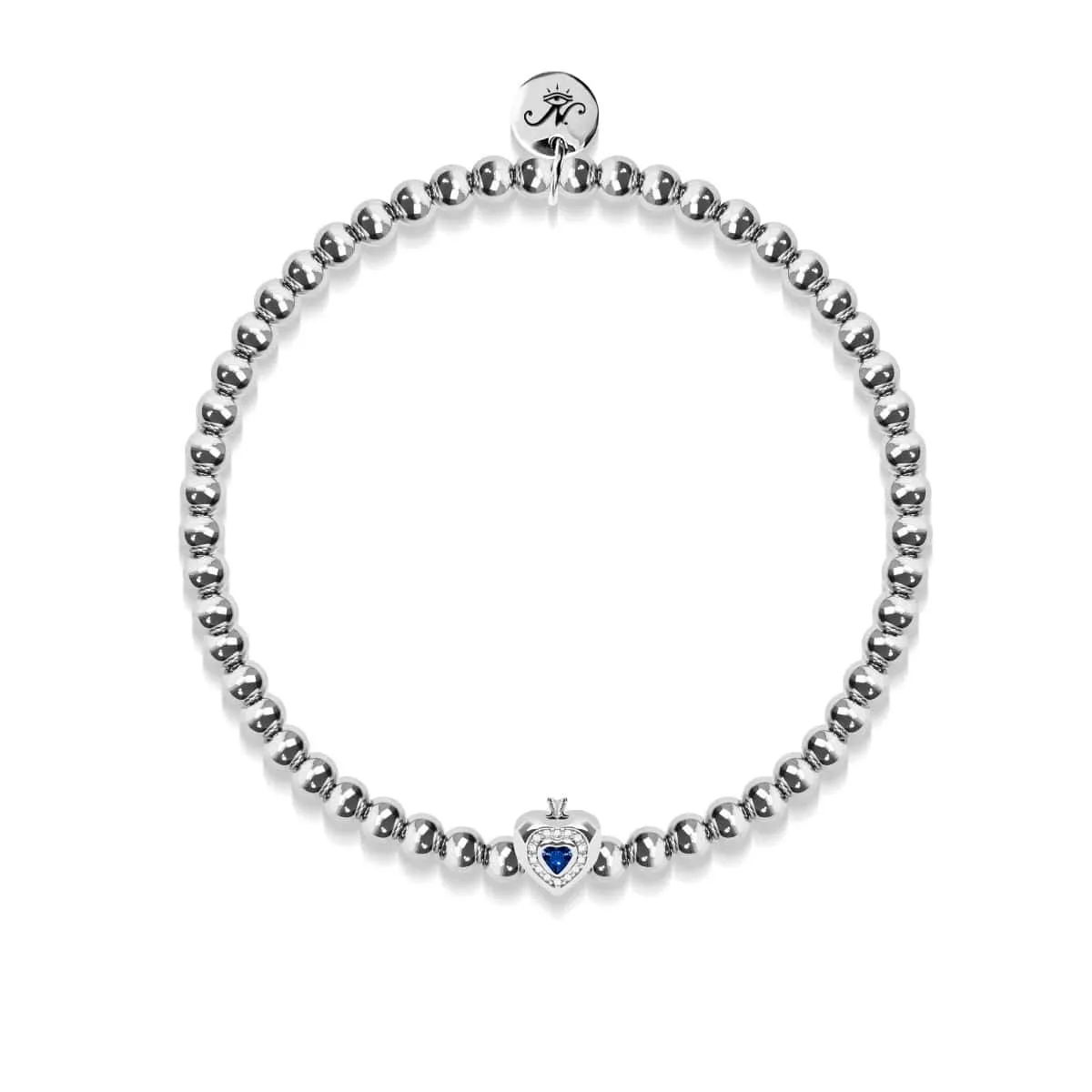 September | Sapphire Crystal Birthstone | Silver | Crystal Heart Bracelet