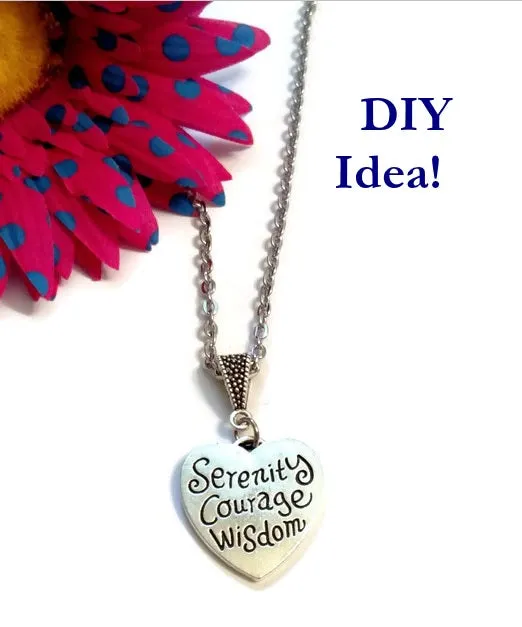 Serenity Courage Wisdom Heart Pendant Charm