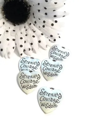 Serenity Courage Wisdom Heart Pendant Charm