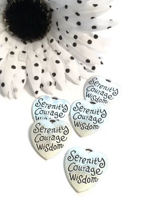 Serenity Courage Wisdom Heart Pendant Charm