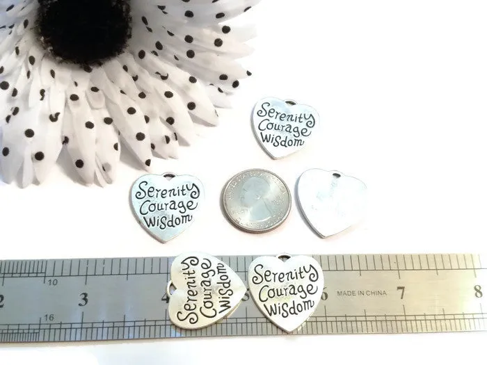 Serenity Courage Wisdom Heart Pendant Charm