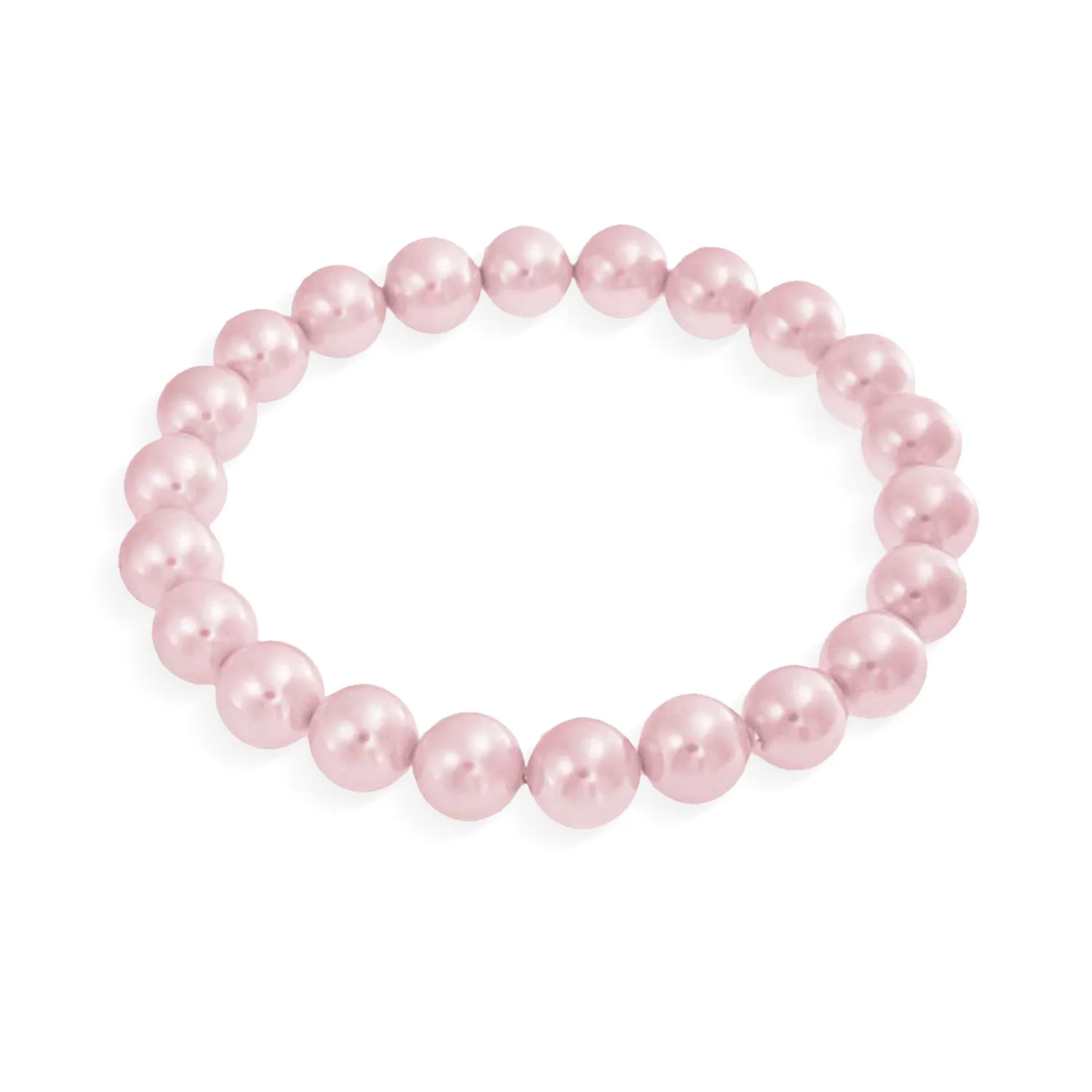 Set of 3 Stackable Stretch Bracelet with White Simulated Pearl 10MM Round Beads