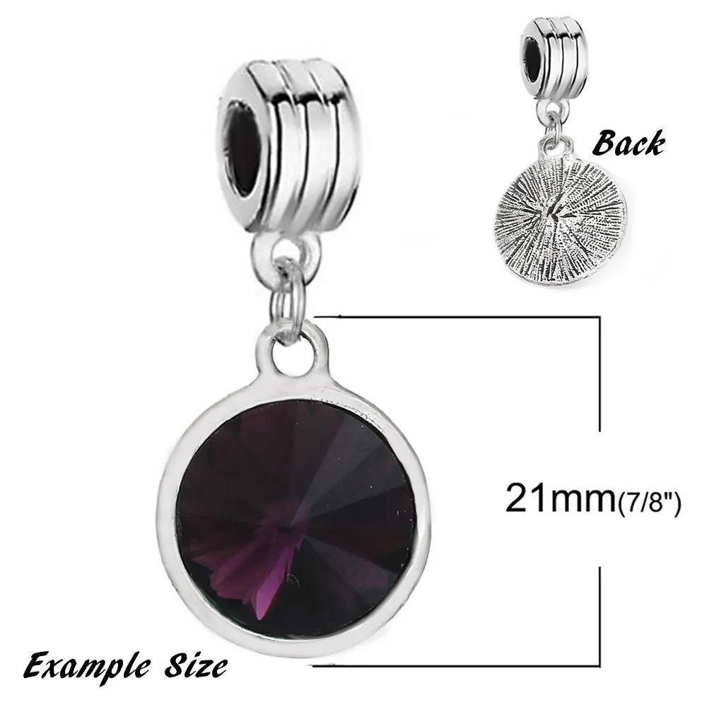 Sexy Sparkles August  Birthstone charms Dangling Spacer Beads for Bracelets or Necklace European Compatible
