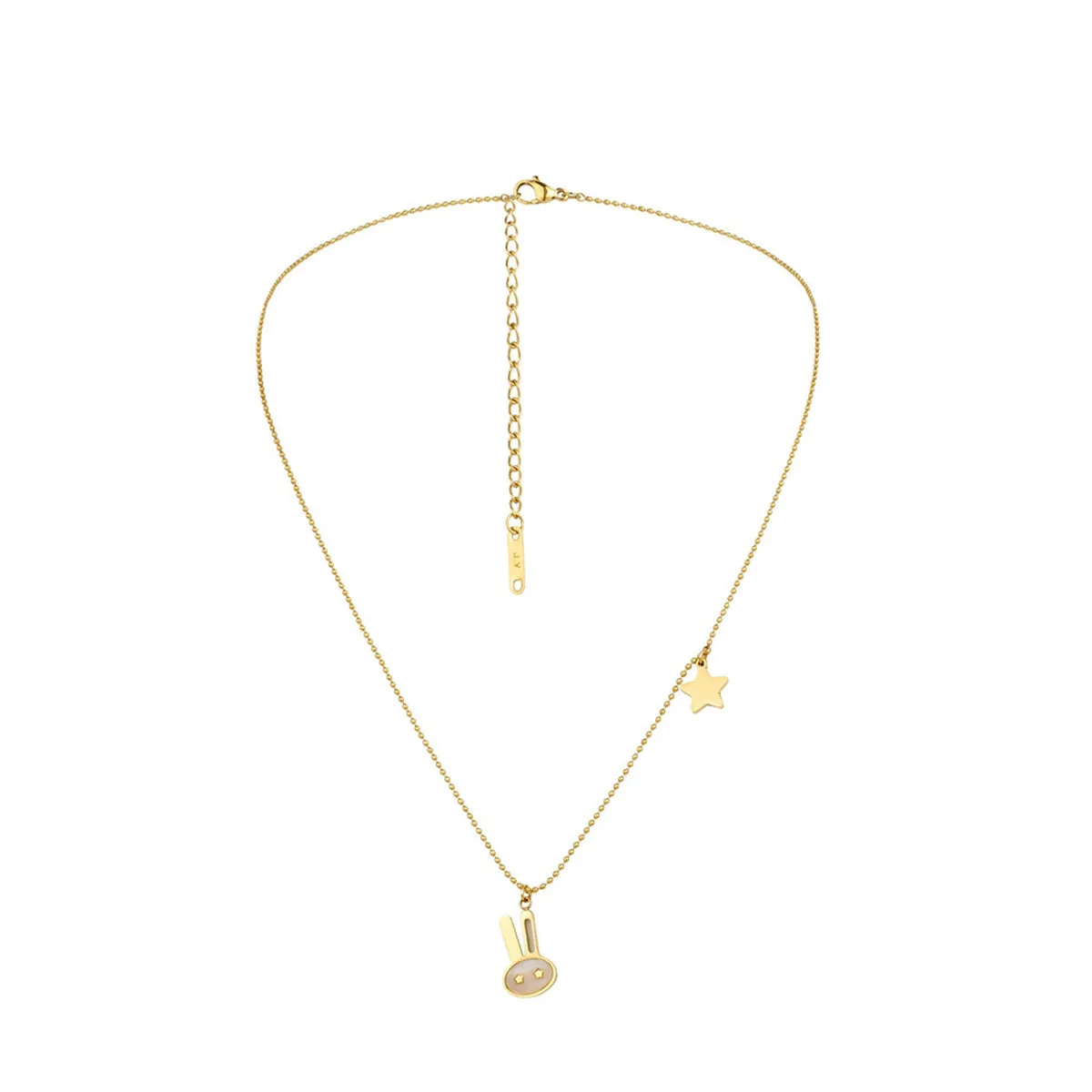 Shell & 18K Gold-Plated Star Rabbit Pendant Necklace