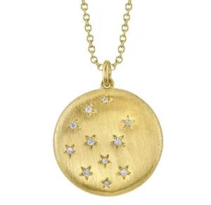 Shy Creation 14K Yellow Gold 0.06ctw Diamond Constellation Disc Necklace