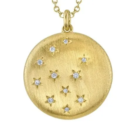 Shy Creation 14K Yellow Gold 0.06ctw Diamond Constellation Disc Necklace
