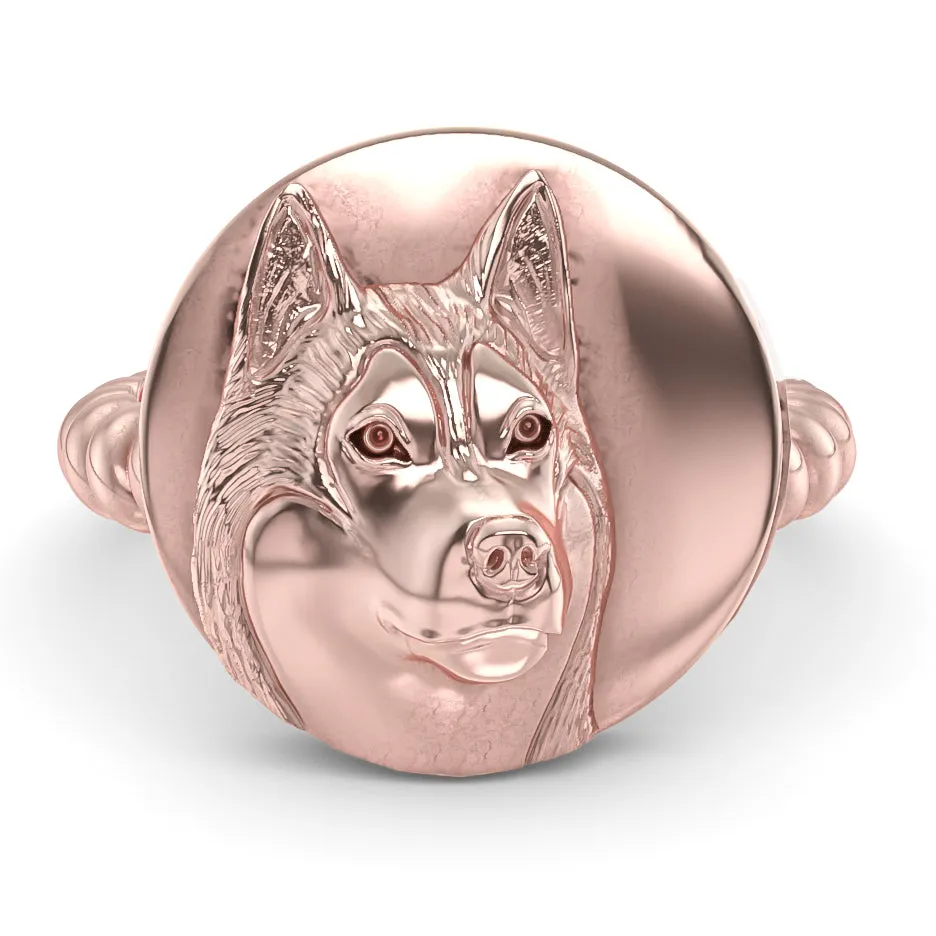 Siberian Husky Disk Twisted Wire Rope Ring