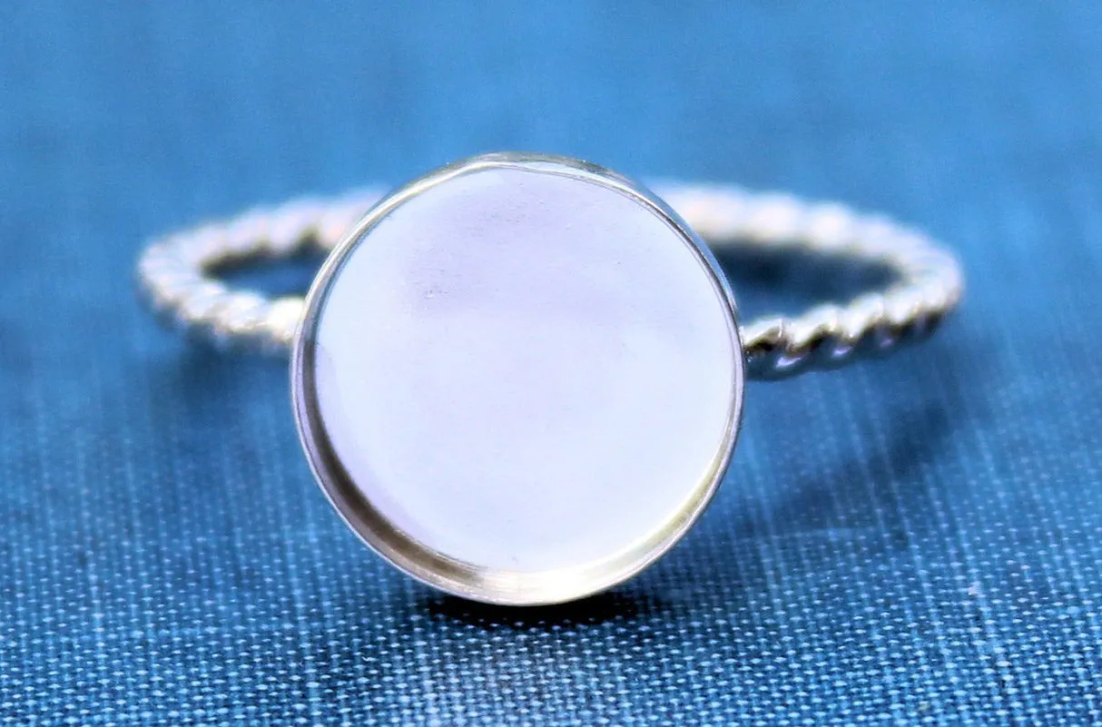 Silver 10mm Bezel Cup Rope Ring blank