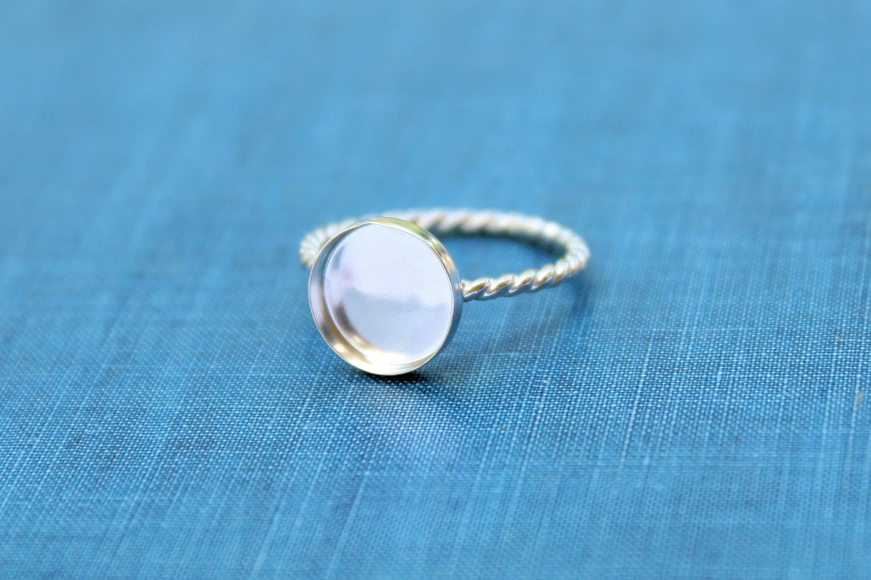 Silver 10mm Bezel Cup Rope Ring blank