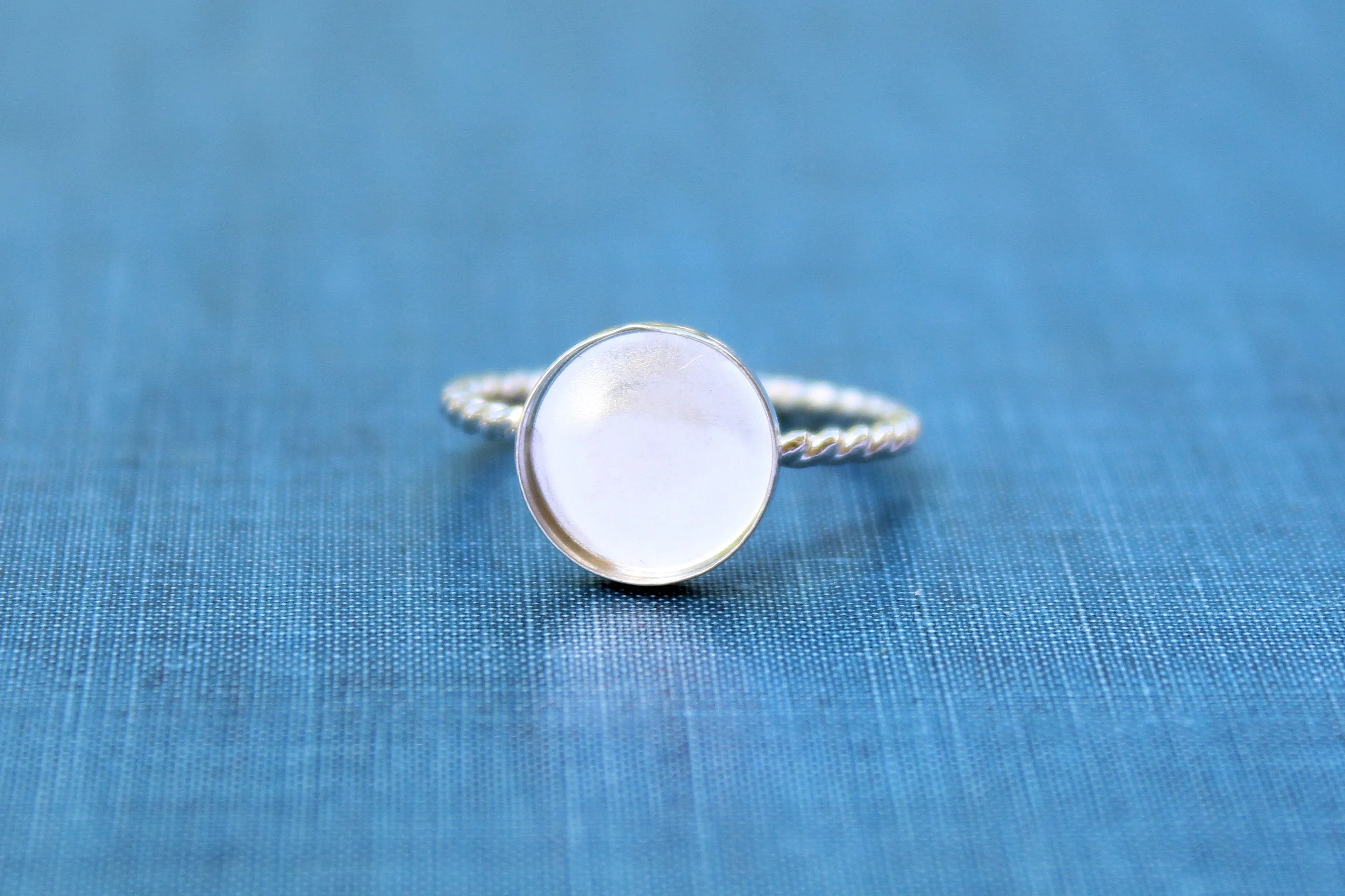 Silver 10mm Bezel Cup Rope Ring blank