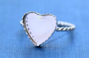 Silver 12mm Serrated Heart Bezel Cup Rope Ring blank