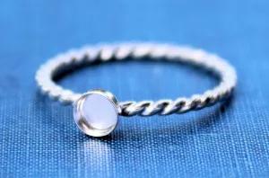 Silver 6mm Bezel Cup Rope Ring blank