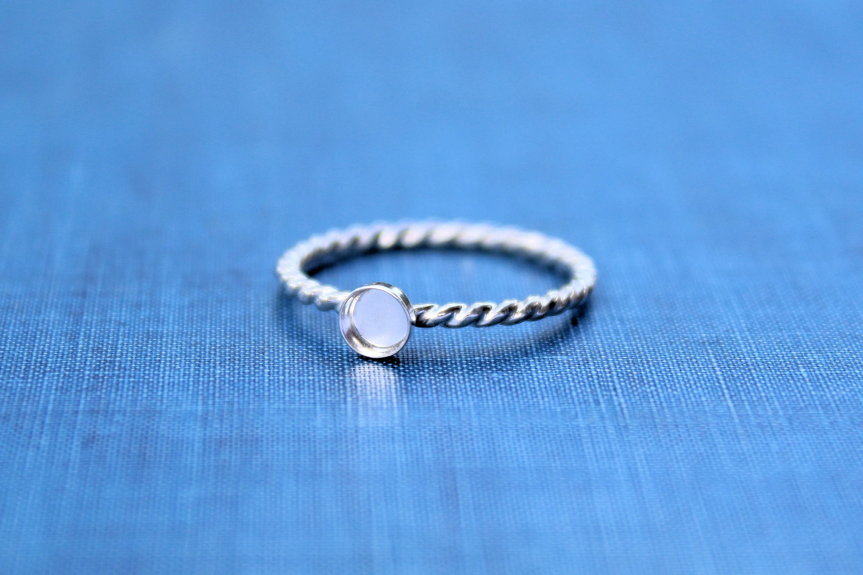Silver 6mm Bezel Cup Rope Ring blank