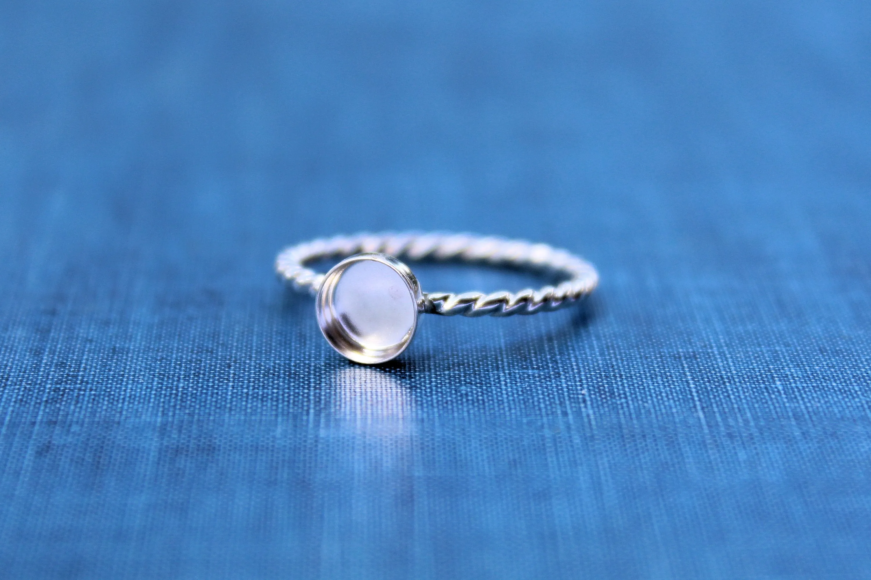 Silver 7mm Bezel Cup Rope Ring blank