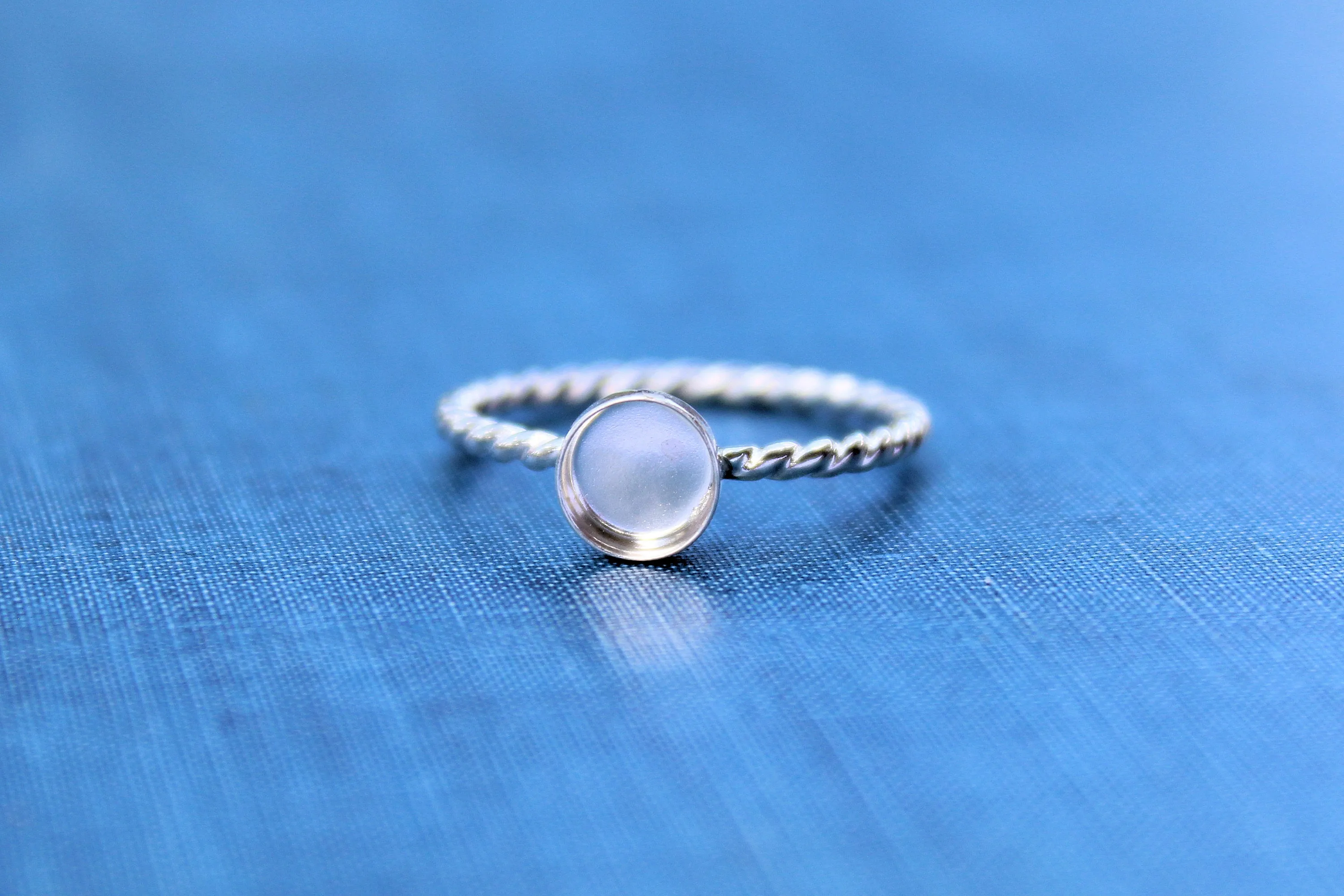 Silver 7mm Bezel Cup Rope Ring blank