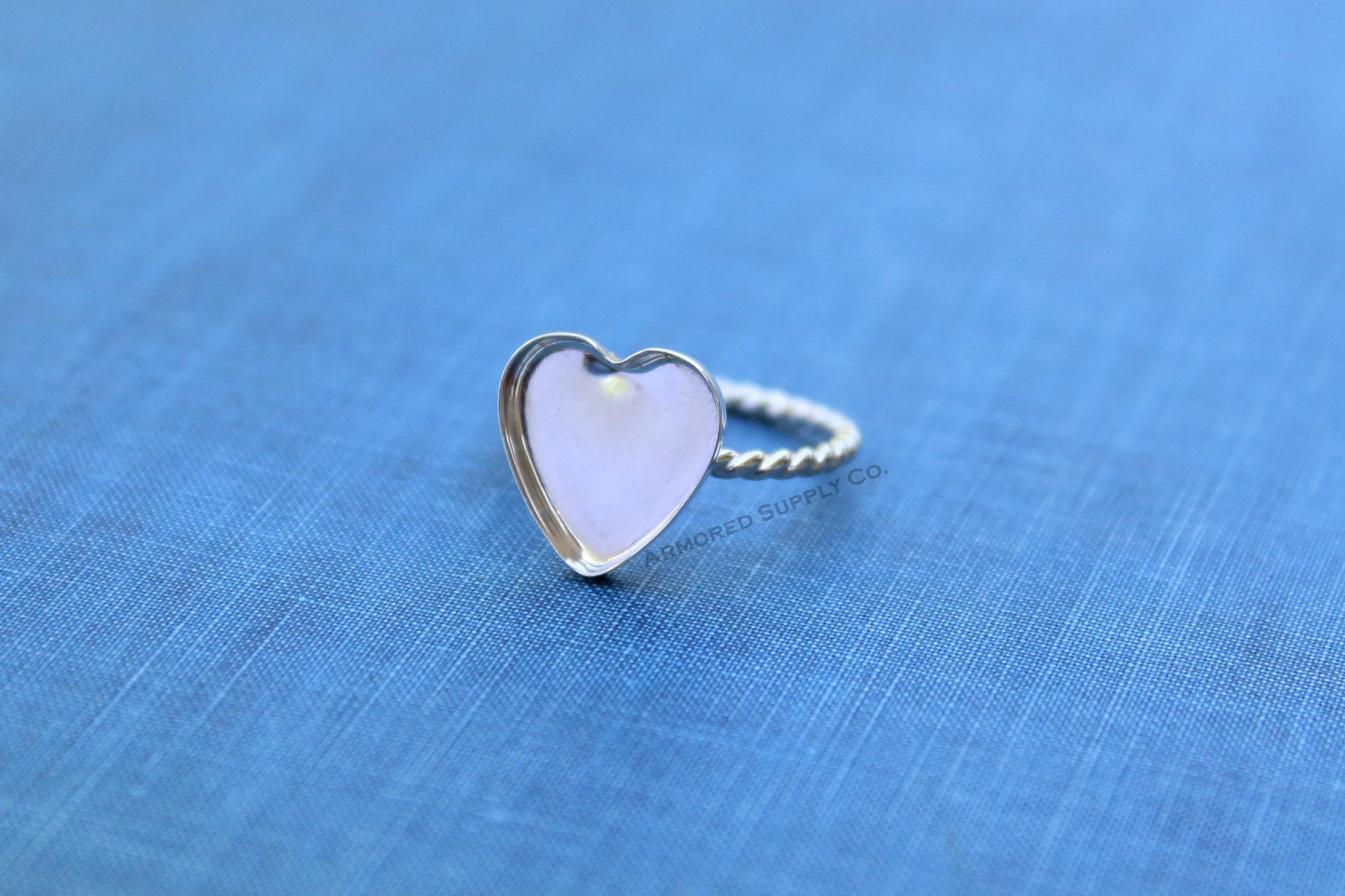 Silver 8mm 10mm 12mm Plain Heart Bezel Cup Rope Ring blank