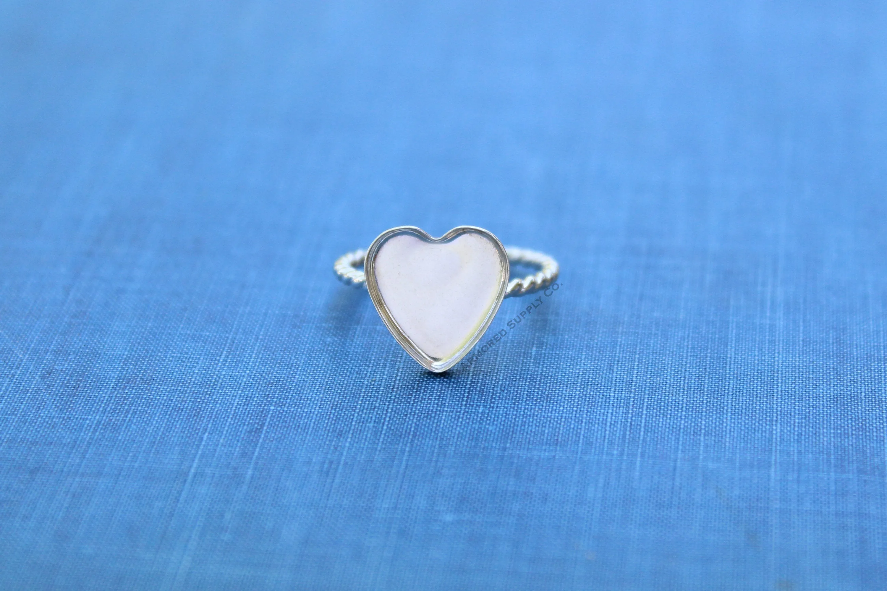 Silver 8mm 10mm 12mm Plain Heart Bezel Cup Rope Ring blank