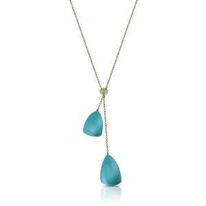 Silver and Turquoise Enamel Double ROM Necklace