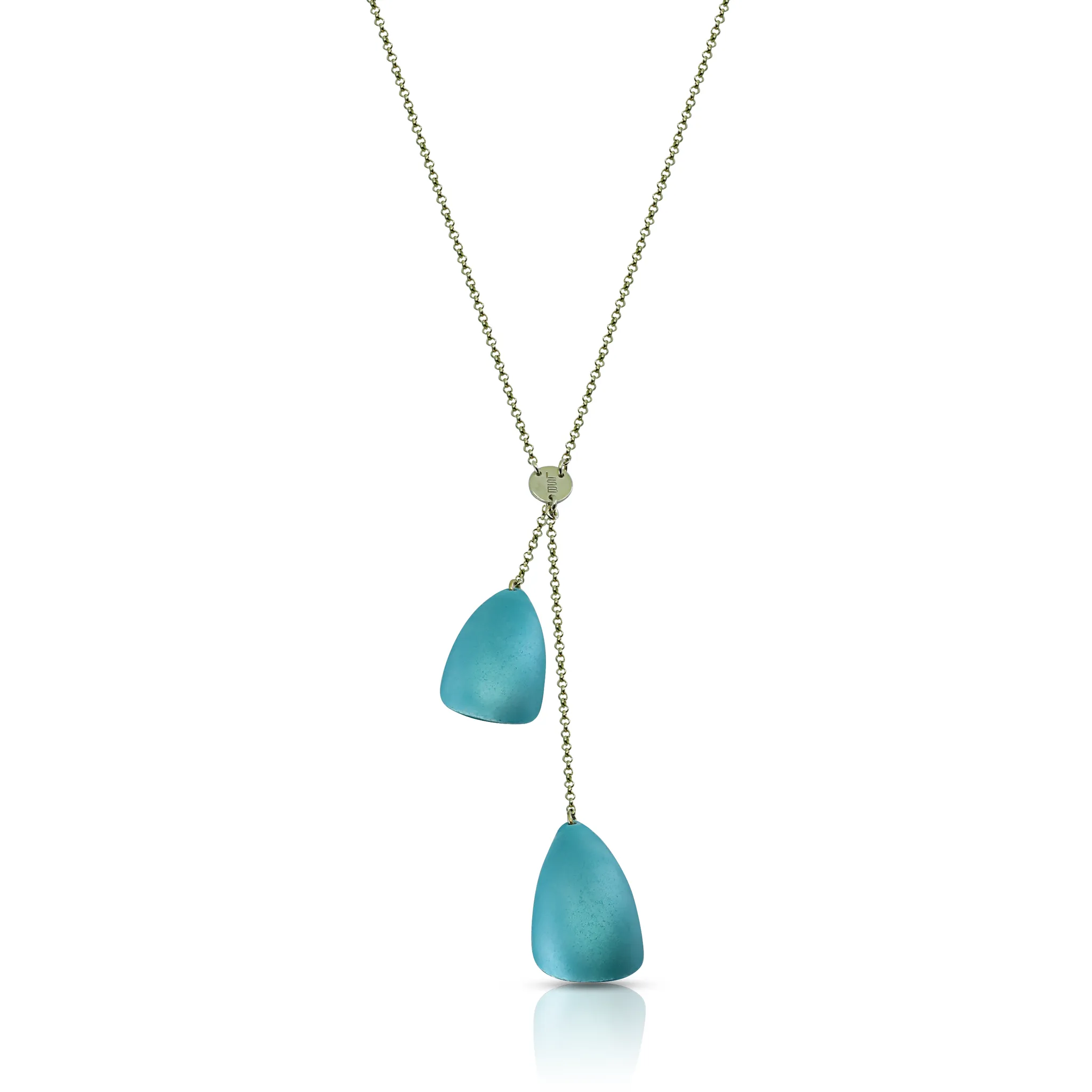 Silver and Turquoise Enamel Double ROM Necklace