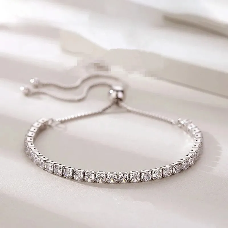 Silver Color Luxury Zircon Charm Bracelet &Bangle Handmade Party 2022 Fashion Korean Jewelry For Women Girls sl523