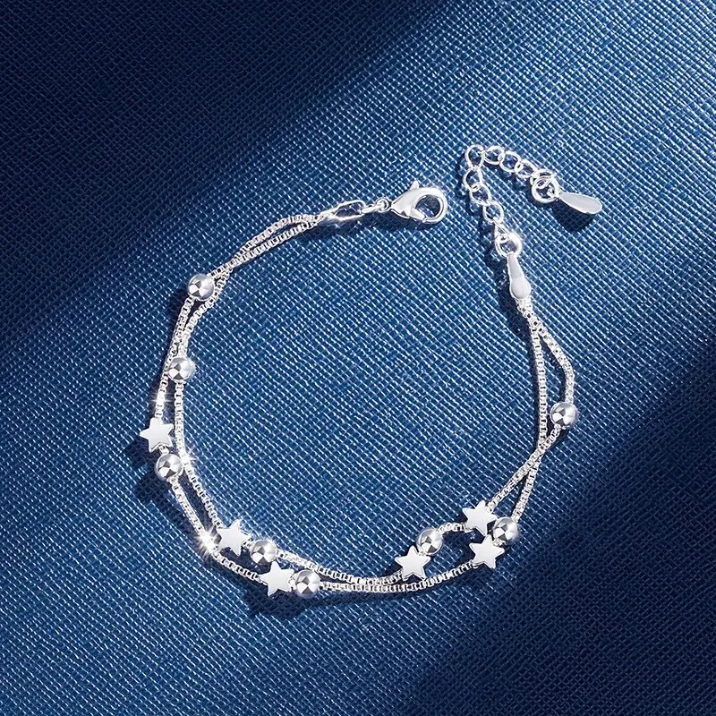 Silver Color Luxury Zircon Charm Bracelet &Bangle Handmade Party 2022 Fashion Korean Jewelry For Women Girls sl523