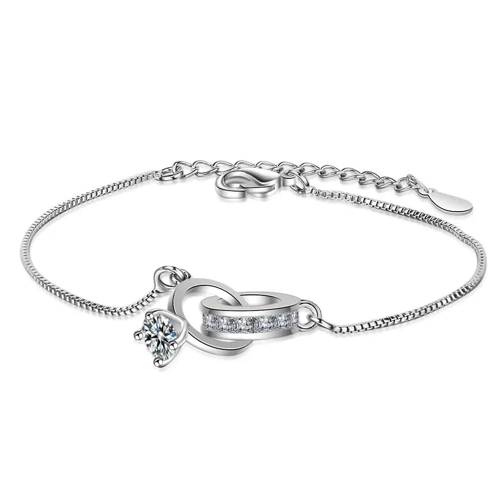 Silver Color Luxury Zircon Charm Bracelet &Bangle Handmade Party 2022 Fashion Korean Jewelry For Women Girls sl523