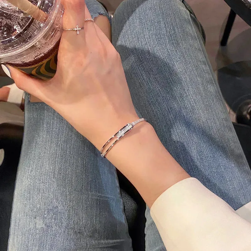 Silver Color Luxury Zircon Charm Bracelet &Bangle Handmade Party 2022 Fashion Korean Jewelry For Women Girls sl523