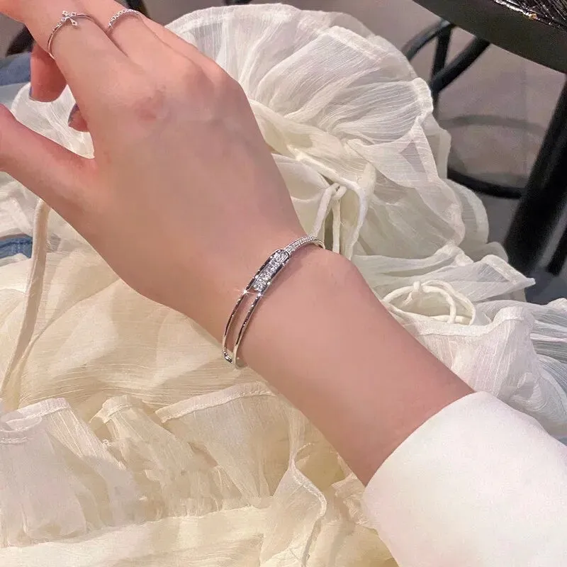 Silver Color Luxury Zircon Charm Bracelet &Bangle Handmade Party 2022 Fashion Korean Jewelry For Women Girls sl523