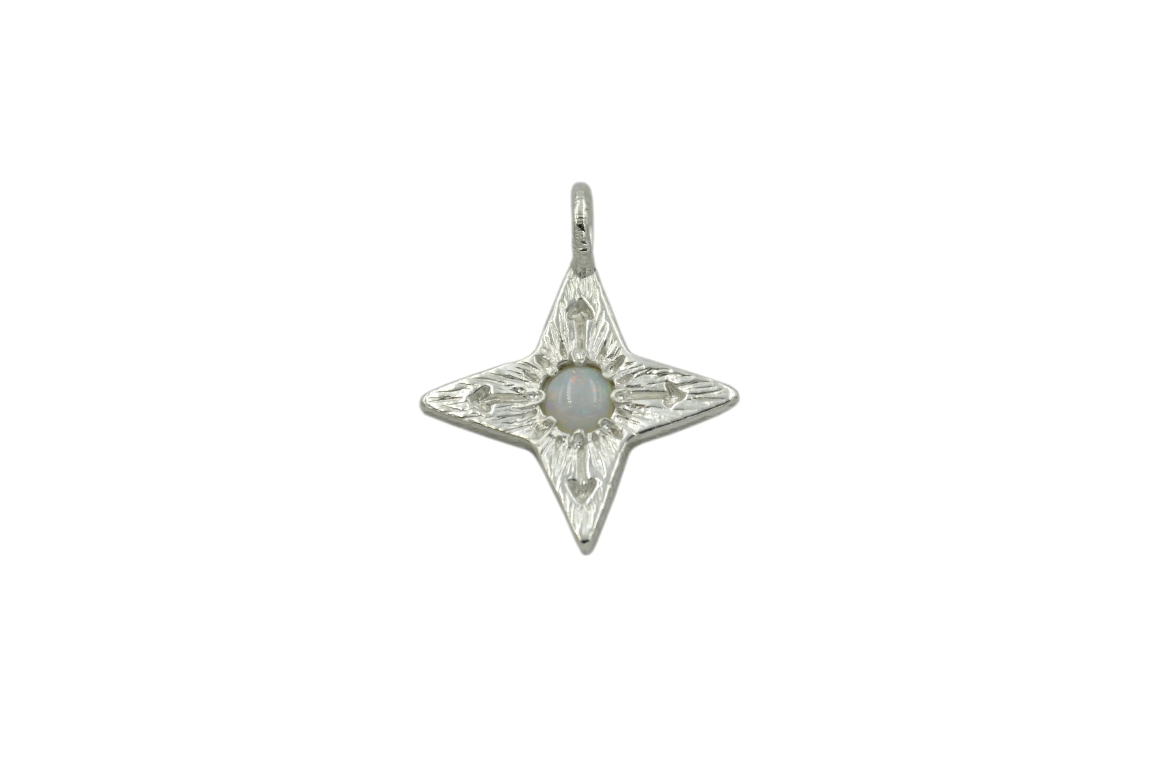 Silver Compass Star Pendant with Gemstone