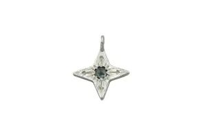 Silver Compass Star Pendant with Gemstone