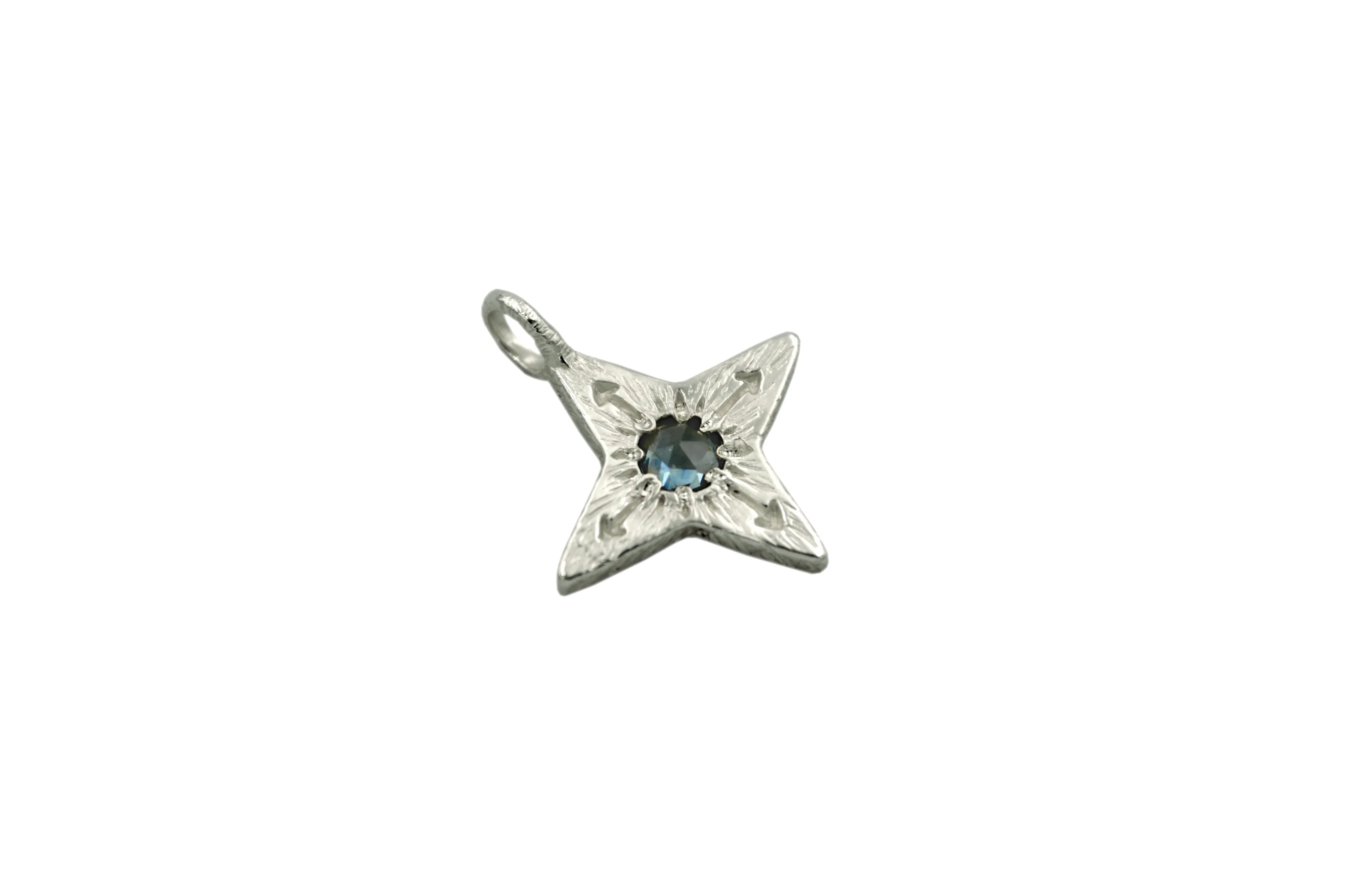 Silver Compass Star Pendant with Gemstone