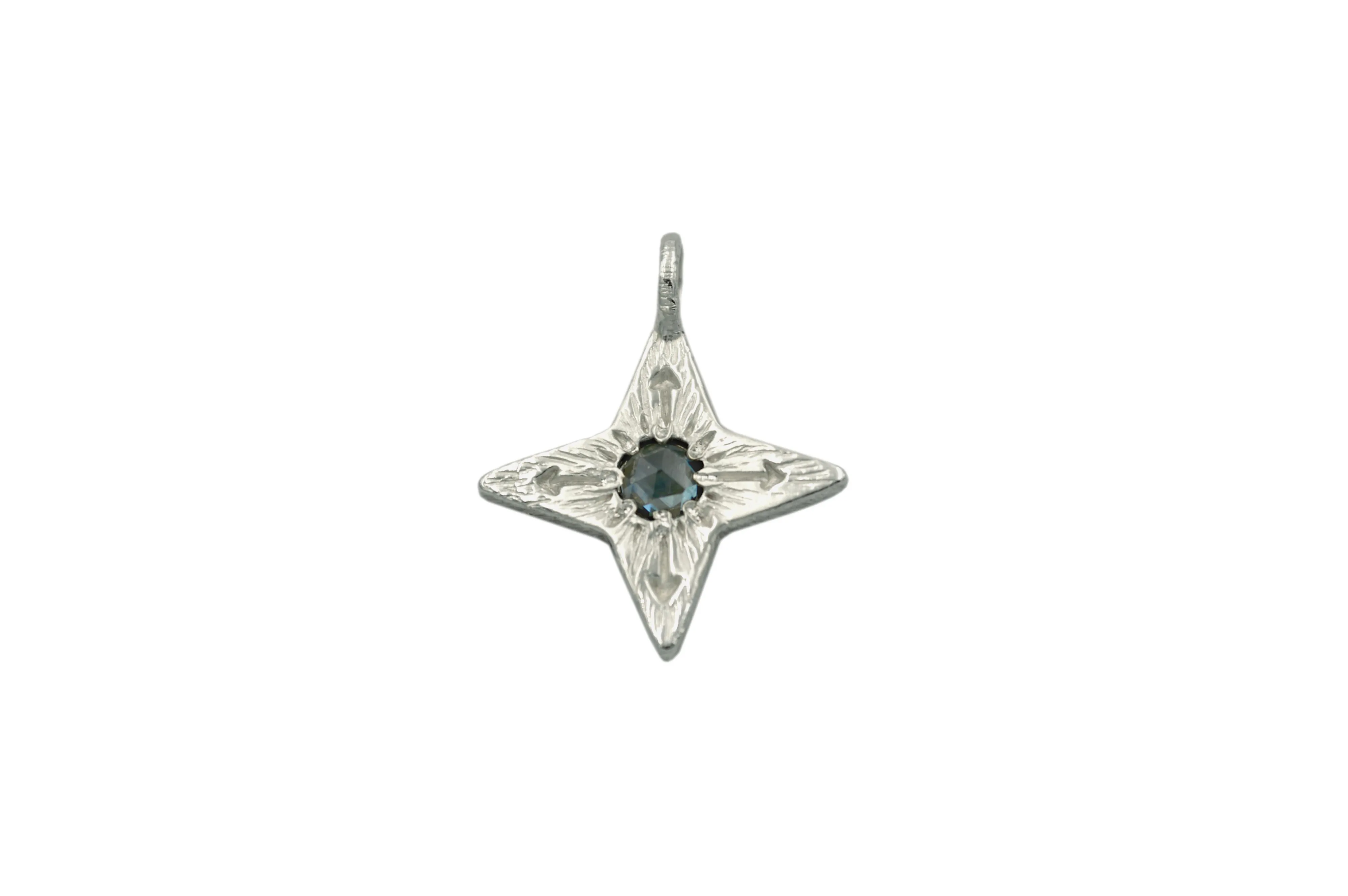 Silver Compass Star Pendant with Gemstone