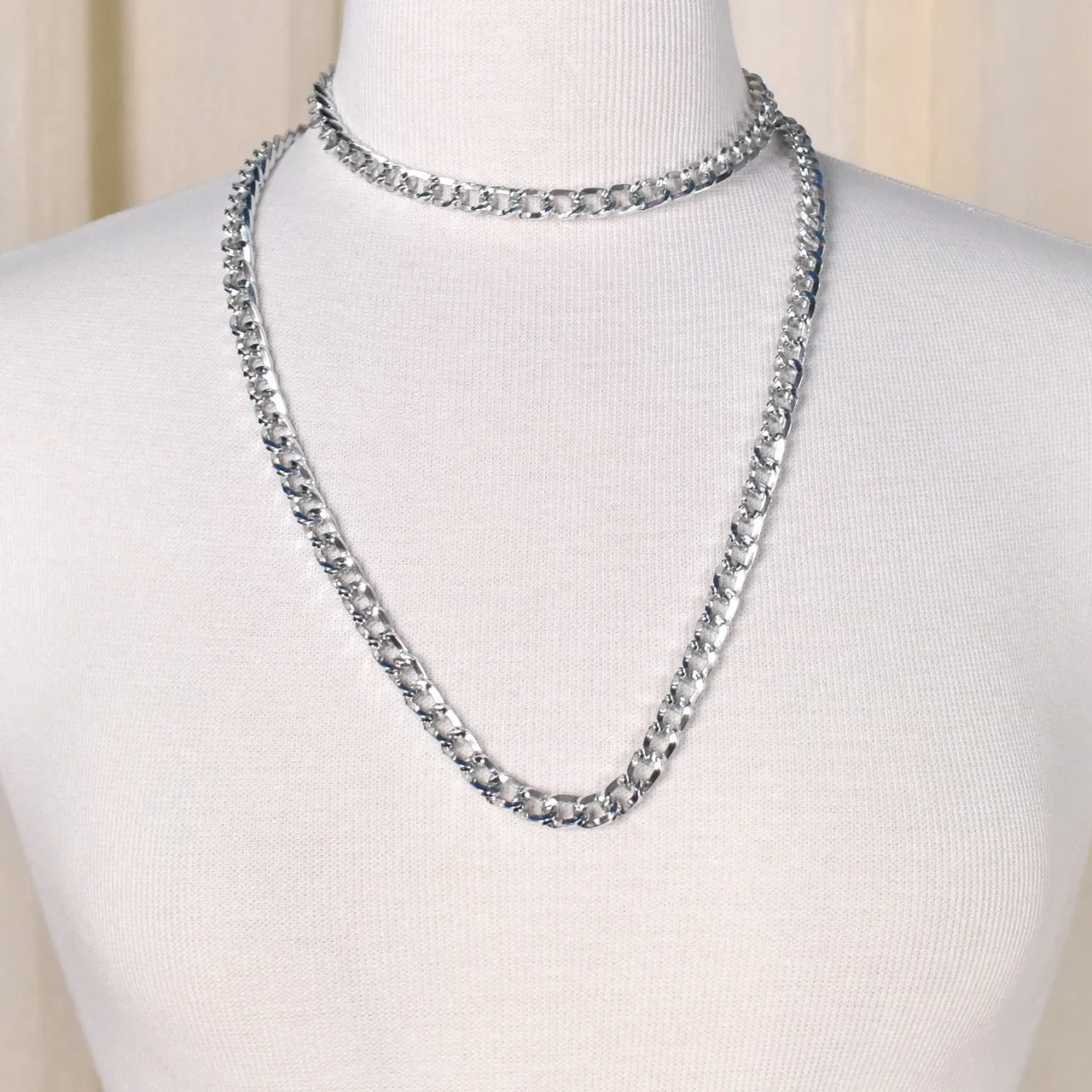 Silver Double Necklace Set