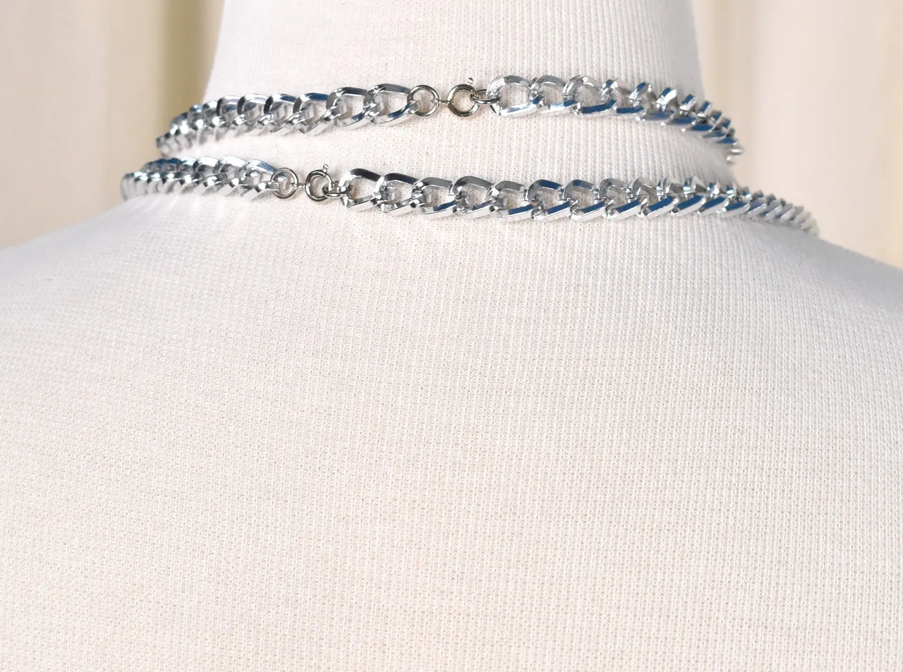 Silver Double Necklace Set