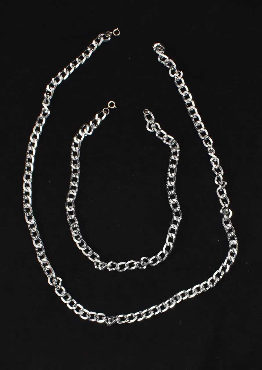 Silver Double Necklace Set