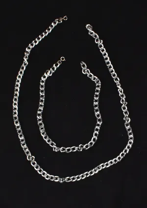 Silver Double Necklace Set