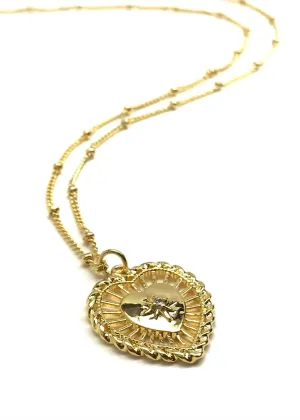 Silver Girl Vintage Heart Necklace