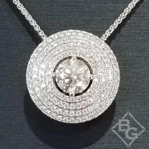 Simon G. Four Row Art Deco Style Diamond Halo Solitaire Pendant
